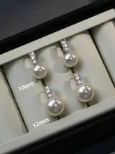 925純銀製 パールイヤリング【韓国風・ラウンドデザイン・高級感・ジルコニア】