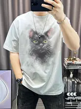 夏用コットン製 メンズ 半袖Tシャツ【カジュアルなアニメプリント・クルーネック・フィット】