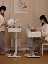 白鹅绒の化粧台【移動可能・天然木製・フリップトップデザイン】