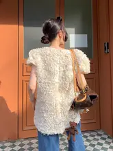 可愛らしいデザイン！立体花びら付きパフスリーブワンピース【ショートスカート・夏用・小柄向け】（セットアップ対応）