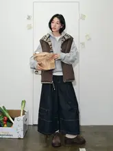 松仁栗子派デザインの仿羊羔毛ダウンジャケット【リバーシブル・厚手・秋冬用】