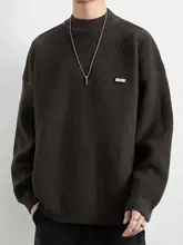 レトロな赤いニットセーター【冬用・ケーブル編み・カジュアル・クルーネック】