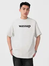 Tシャツ 半袖 メンズ ユニセックス ロゴプリント オーバーサイズ ストリート 夏 「WASSUP HEODS」