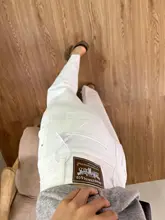 女性用 ホワイトストレートジーンズ【大きいサイズ・フィット・ワイドレッグ】（セットアップ対応）
