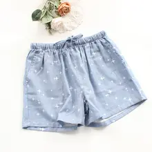 夏用コットンカップルショートパンツ【全棉・ダブルガーゼ・チェック柄・薄手・ルームウェア＆外出用】（セットアップ対応）