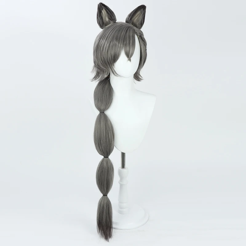 灰色の獣耳付きコスプレウィッグ【長髪・太めの編み込み】：ゲームキャラクターにふさわしい高精度ヘアスタイルの実装ガイド