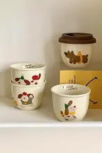 可愛らしい蓋付きカップ【アニメデザイン・陶器製・マグカップ】