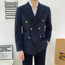 イタリアンスタイルのダブルブレストジャケット【メンズ・ビジネスカジュアル・修身デザイン】