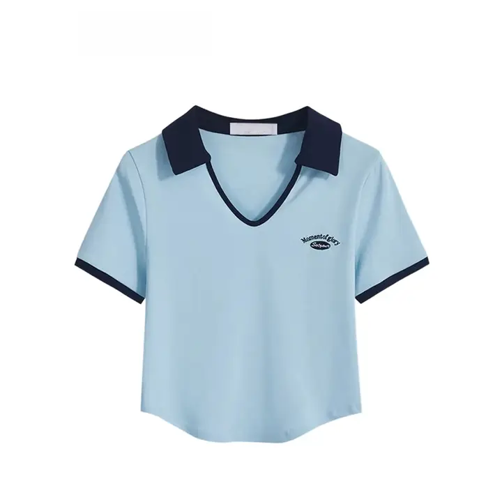 大きいサイズ ポロ襟短袖Tシャツ【レトロスタイル・体型カバー・夏用】