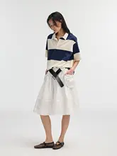 夏用のデザイン感ある大振りスカート【ゆったりとした中長丈・大人の女性向け】