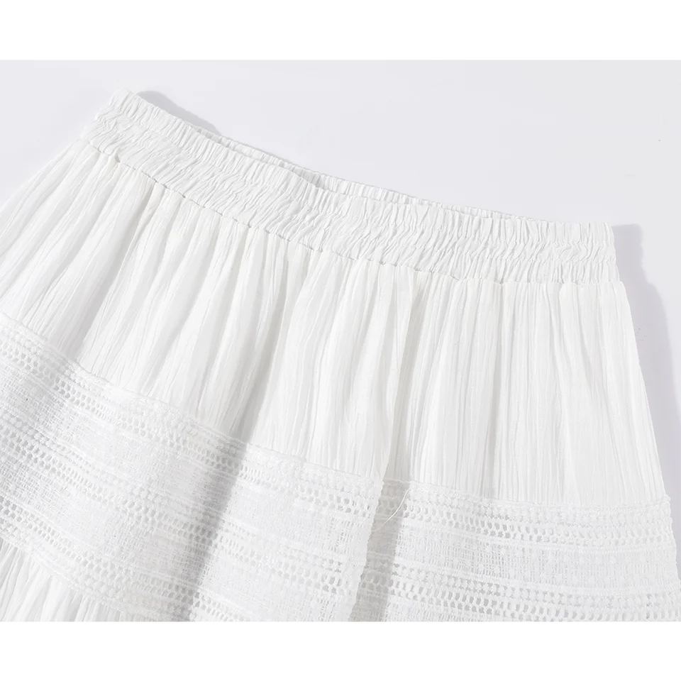 高腰フラワー刺繍デザインのAラインスカート【春夏用・カジュアル・フレンチスタイル】