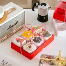 新年用ムースケーキ包装ボックス【2インチ・4/6/9マス・スイーツ持ち帰り用】