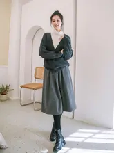 秋冬用チェック柄ウールマーメイドスカート【Aライン・ミディ丈・女性用】