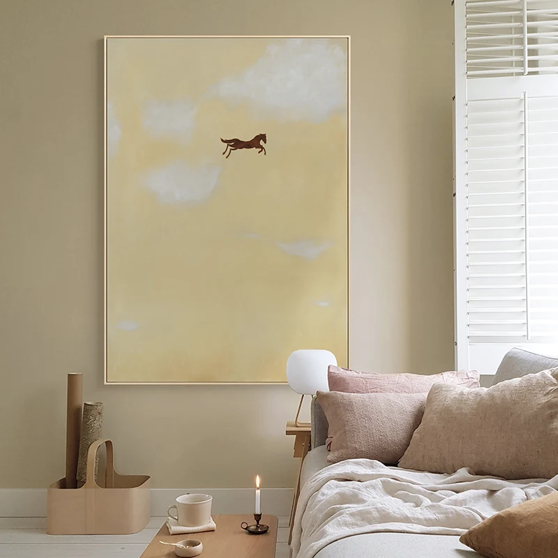 クリーム風のリビングdecor壁画：北欧スタイルアート作品の空間統一効果と設置ガイド
