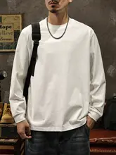 秋冬用 メンズ長袖Tシャツ【コットン100%・白・ラウンドネック・極上の柔らかさ】