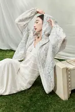 新中式デザインの水墨風プリントフード付き薄手アウトドアコート【夏用・ゆったりサイズ】