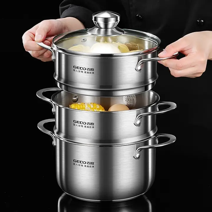家庭用304ステンレス製蒸し器【高さアップ・蒸し鍋用・調理アクセサリー】