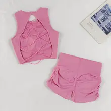 クロスストラップ ヨガタンクトップ【シームレス・セクシーなバック・固定カップ・防震・通気性】