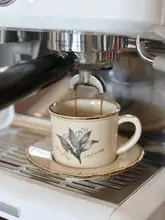 ヴィンテージ風変色陶器のコーヒーカップ【高品質・カフェラテ・手淹れ用】