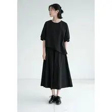 肌理感のある洗いざらしの長綿を使用したハイウエストAラインの半身スカート【シンプルデザイン・不規則ヘム】