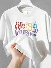 旅行をテーマにしたカラフルな文字プリント半袖Tシャツ【重厚なコットン素材】