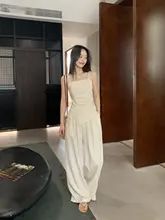 褶皱デザインのキャミソールとパンツ【カジュアル・通勤用】（セットアップ対応）