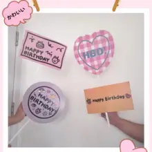 ハートと小花の壁飾りカード【お誕生日お祝い・韓国風インテリア】