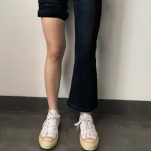 快適な履き心地！大きいサイズのデニムパンツ【広めのヒップ・太もも用・フレアデザイン・九分丈】
