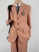 秋用カジュアル西装ジャケット【男女兼用・中長丈・学生用パンツ対応】（セットアップ対応）