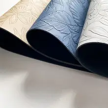中国風レザー扇形テーブルマット【防油・耐熱・高級感】