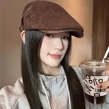 秋冬用レトロスエードバケットハット【女性・逆さま被り・小顔効果・アートスタイル】