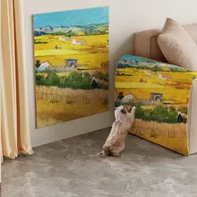 耐久性に優れた猫爪防止用の壁掛けアートパネル【油絵風・摩耗防止】