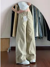 ハイウエストカジュアルデニムパンツ【レトロ風・春夏用・ワイドレッグデザイン】（セットアップ対応）