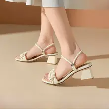 オープントゥのレディースサンダル【夏用・ハイヒール・太ヒール・おしゃれ感】