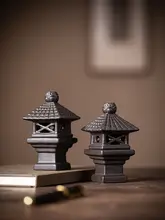 陶器製ミニ灯台オブジェ【レトロ・茶道装飾用・微景観フィッシュタンク用アクセサリー】