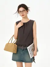 キャミソール レディース パッチワーク フリル ラウンドネック ゆったり 薄手 通気性 夏