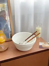 スープボウル ラーメン鉢 サラダボウル セラミック 広縁 インスタ映え 純白 家庭用