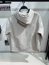 男性用 軽量ストレッチハーフジップフード付きジャケット【カジュアル・ゆったりシルエット】