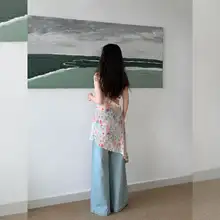 高級感あるフラワープリントブラウス【春季・不規則な裾・スリムフィット・キャミソールドレス】