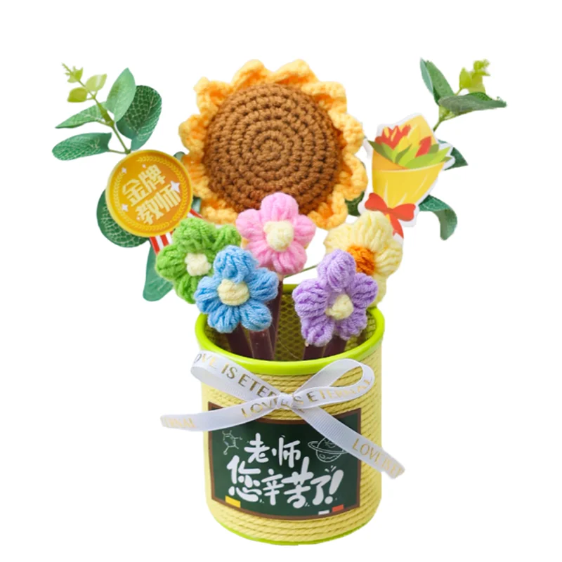 卓上用　ニット向日葵ペンスタンド【実用的なデスクアクセサリー】