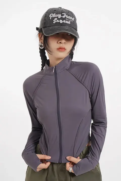 レディース スポーツヨガジャケット【長袖・薄手・アウトドア用・UVカット・ストレッチ素材】
