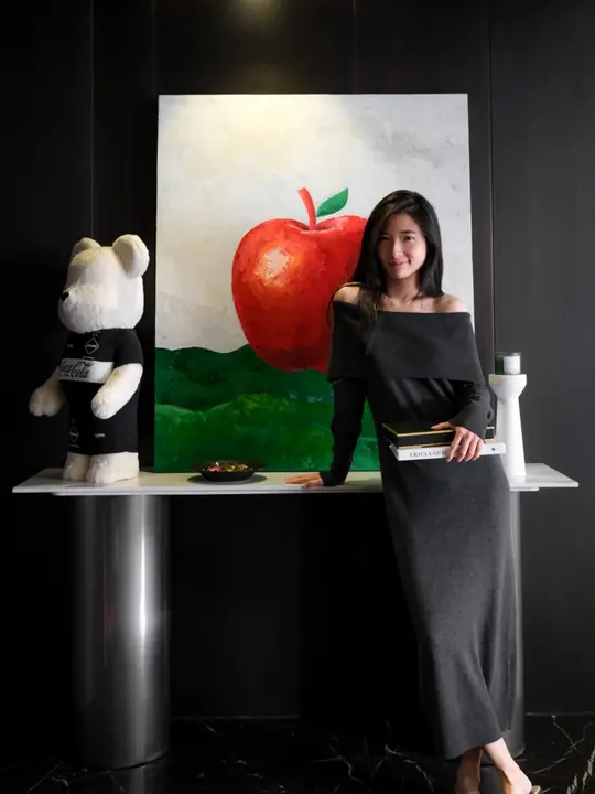 平安果デザインの手描き油絵【シンプルなインテリアアート・客間や玄関用】