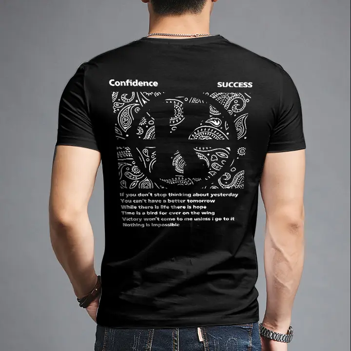 夏用アイスシルク半袖Tシャツ【男性用・スリムフィット・トレンドデザイン】