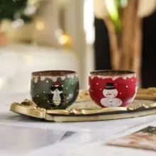 クリスマス雪だるまデザインのカフェカップ【ハンドル付き・ラテアート用】