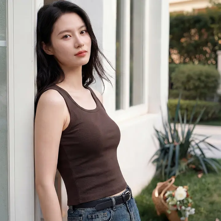 夏用美背デザインノースリーブブラトップ【胸パッド付き・肌触りの良い素材】