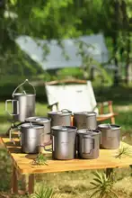 Coutune アウトドア用純チタンマグカップ【軽量・キャンプ用・鍋・水筒付き】