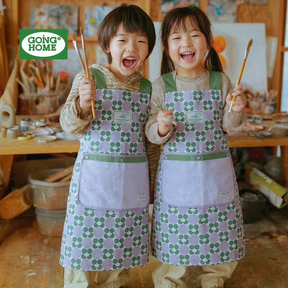 可愛い子供用エプロン【防水・手を拭きやすい・着脱簡単】（セットアップ対応）
