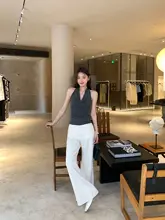 高腰フレアデニムパンツ【レトロ・ワイドレッグ・ストレート】