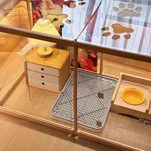 ペット用木製フェンス【犬猫ウサギ用・仕切り付き・防抓】