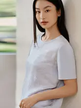 100%桑蚕丝製の花柄プルオーバーTシャツ【丸首・半袖・ゆったり・通気性】